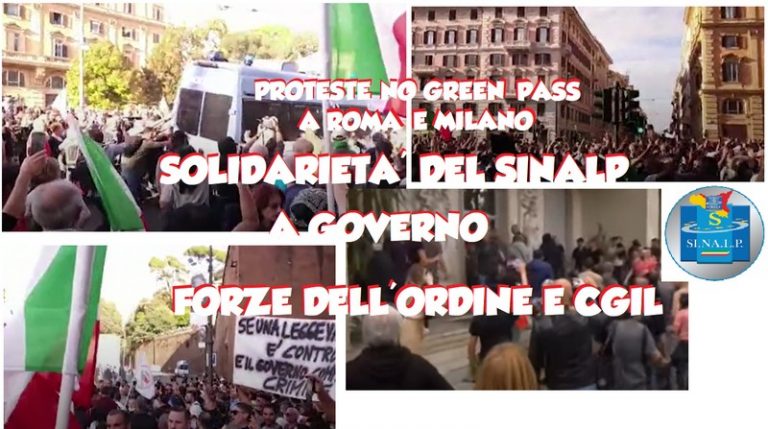 Proteste dei no green pass a Roma e Milano solidarieta’ del Sinalp