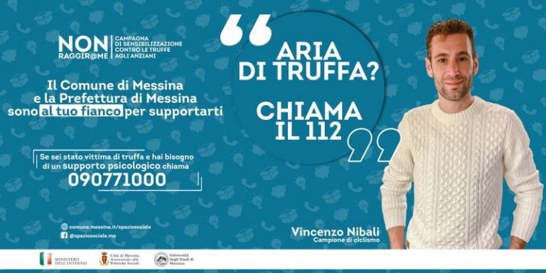 Campagna informativa “NONRAGGIR@ME” per la prevenzione e contrasto delle truffe agli anziani con Vincenzo Nibali Testimonial