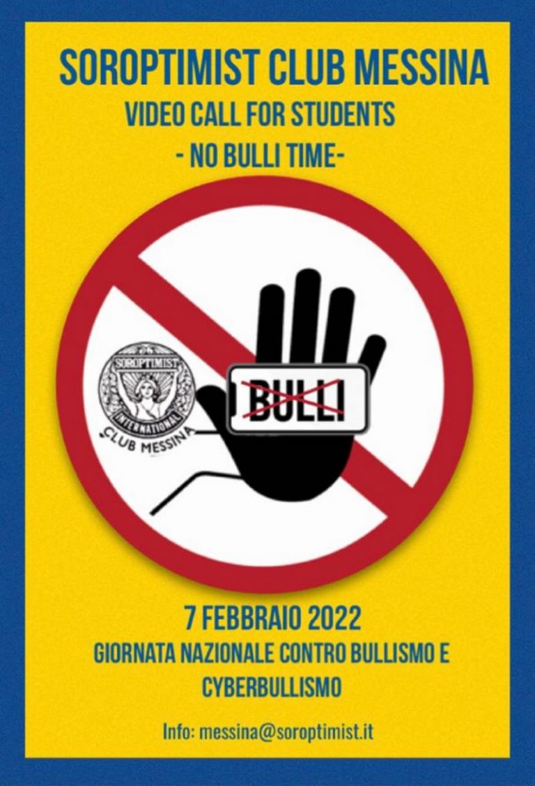 Il Soroptimist Club Messina invita le Scuole a partecipare alla Video Call for Students “No Bulli Time”
