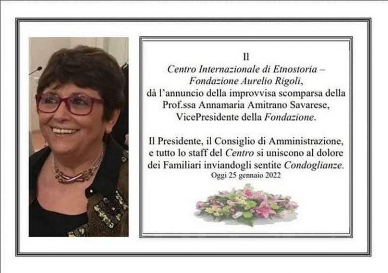 Una voce che tace nella sicilia delle tradizioni popolari. La scomparsa della docente UNIPA Annamaria Amitrano-Savarese