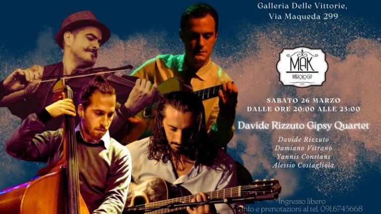 Con il “Davide Rizzuto Gipsy Quartet”, sabato 26 Marzo, la Galleria delle Vittorie si riempie di brio con tanto Swing e Jazz Manouche