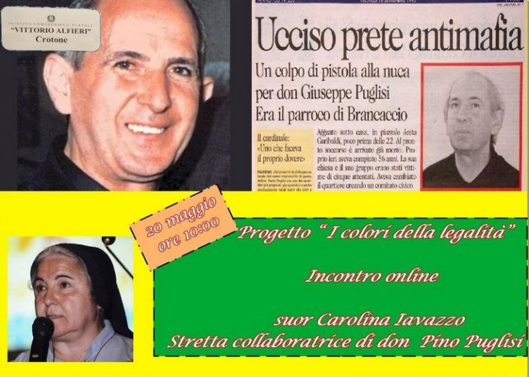 “I Colori della legalità”: all’IC “Vittorio Alfieri”   incontro online con suor Carolina Iavazzo, stretta collaboratrice di don Pino Puglisi