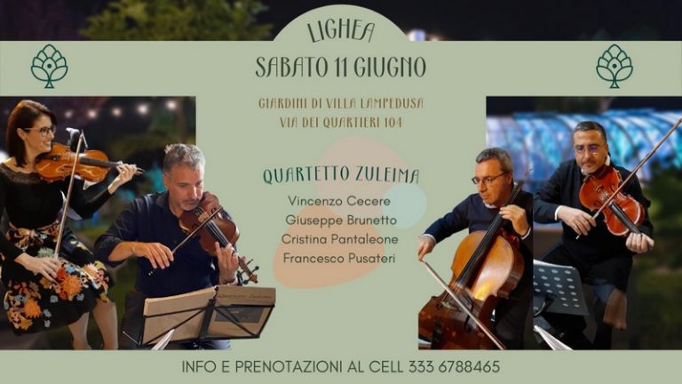 Ai Giardini di Villa Lampedusa, sabato 11 Giugno, arriva la magia del “Quartetto Zuleima”