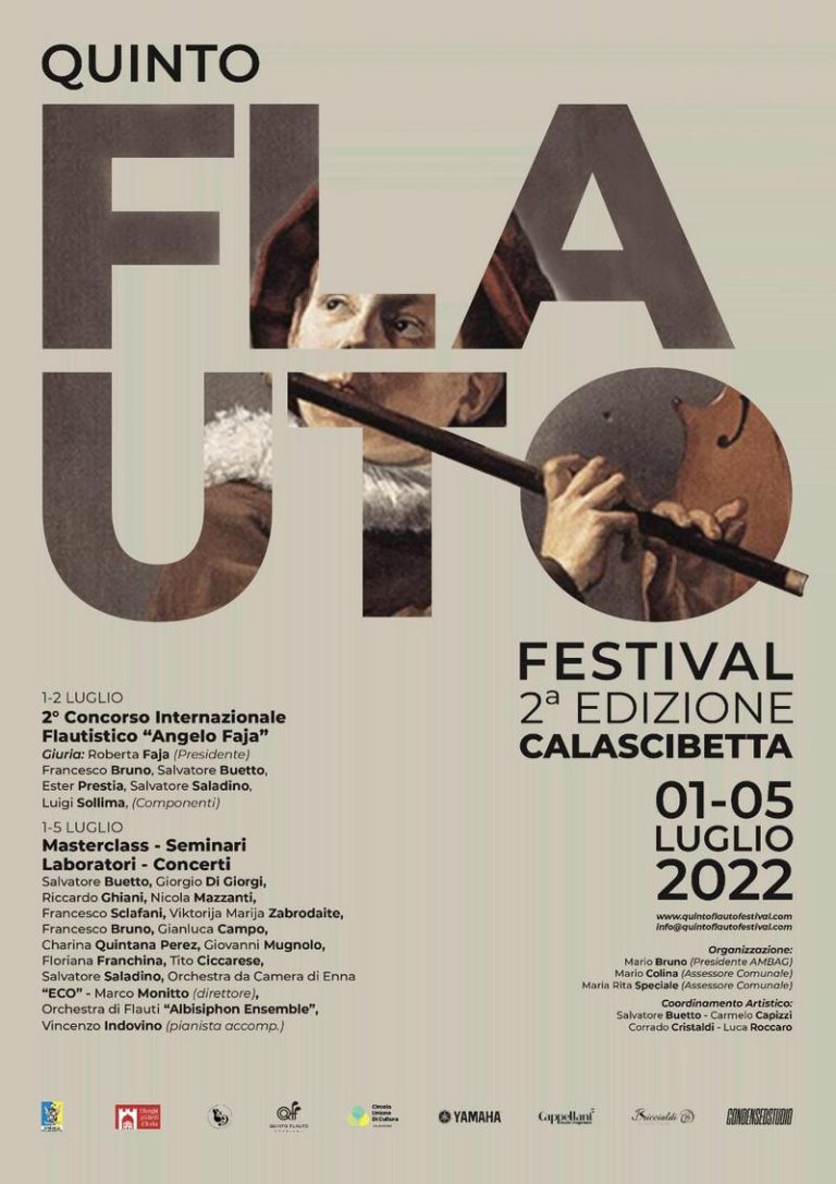 “Quinto Flauto Festival” IIa Edizione Masterclass, Concerti, Laboratori, Seminari e Concorso