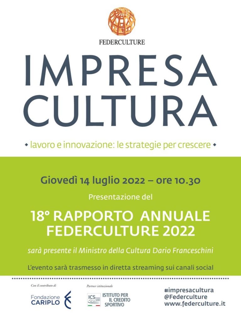 Impresa Cultura – 14 luglio, Presentazione Rapporto Annuale Federculture 2022