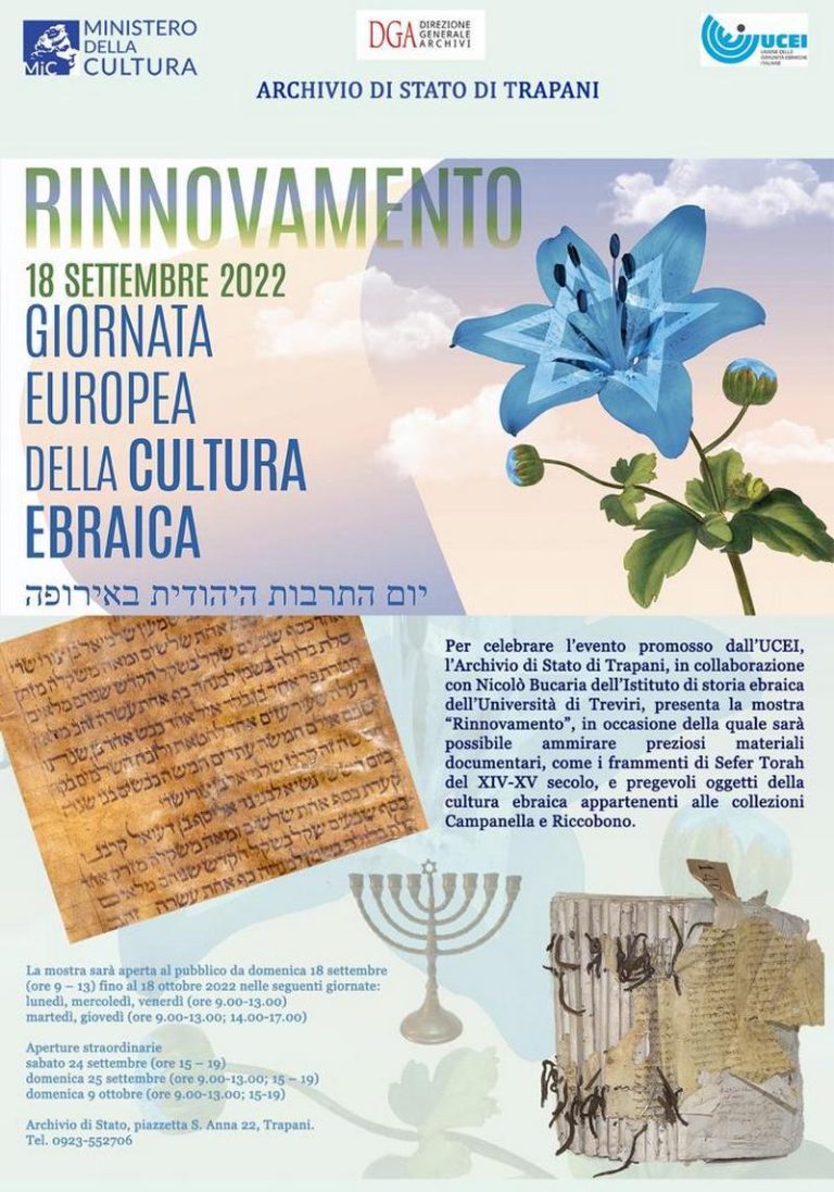 La Giornata Europea della Cultura Ebraica all’Archivio di Stato di Trapani