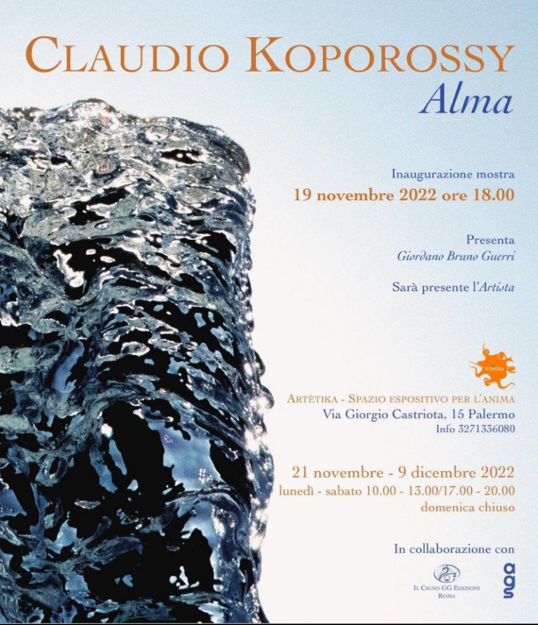 Giordano Bruno Guerri presenta Claudio Koporossy, il fotografo dell’acqua, in mostra con “Alma” alla galleria Artètika