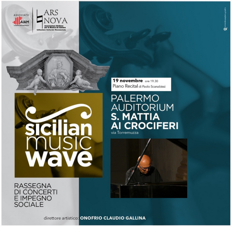 <strong>Sicilian Music Wave, il 19 novembre il pianista Paolo Scanabissi all’auditorium S. Mattia ai Crociferi</strong>